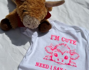 Highland Cow Onesie: "I'm " Baby Bodysuit – Farm Animal Lover Gift