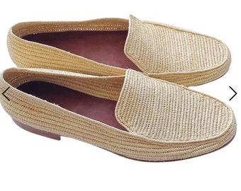 Natural raffia shoes, Raffia shoes for men, Handmade raffia