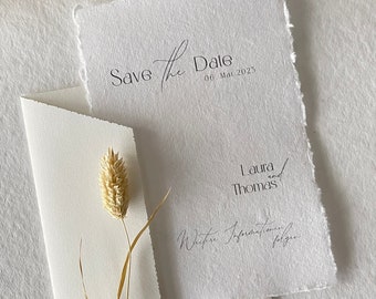 Special save the date card on cotton paper, wedding invitation modern and elegant, invitation cards, Laura series