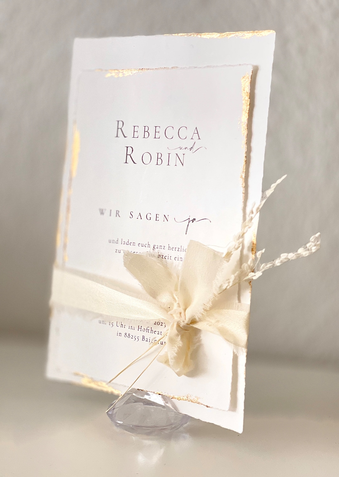 Personalized Wedding Invitation, Invitation Cards, Torn Edges, Gold ...