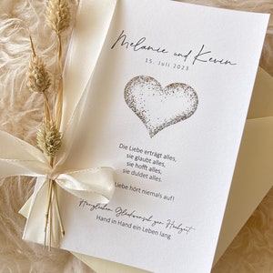 Personalized wedding congratulations card Modern wedding card for wedding guests small heart image 1