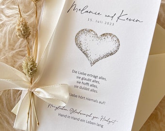 Personalisierte Glückwunschkarte zur Hochzeit | Moderne Hochzeitskarte für Hochzeitsgäste kleines Herz