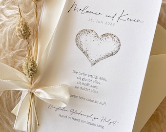 Carte de félicitations de mariage personnalisée | Carte de mariage moderne pour les invités du mariage, petit cœur