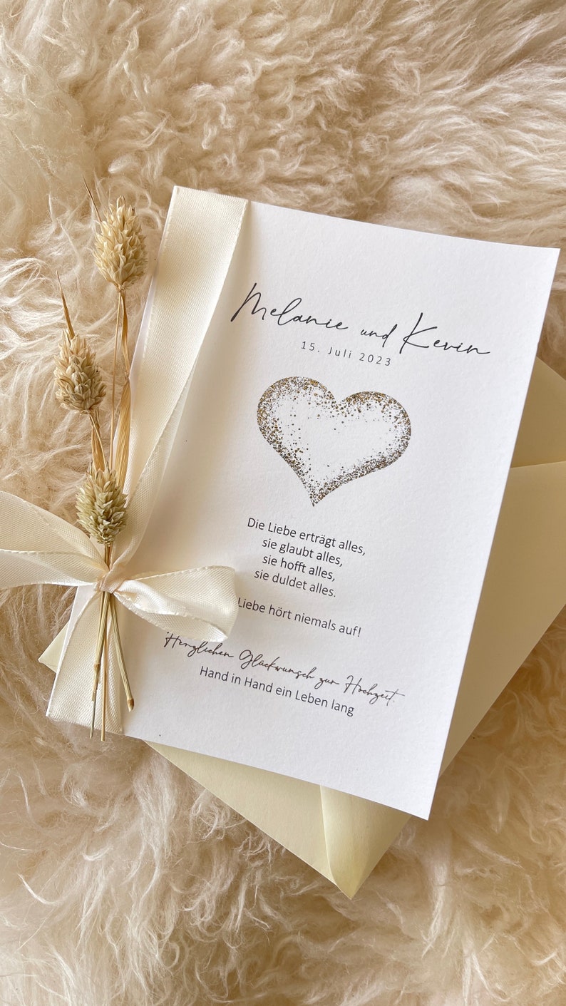 Personalized wedding congratulations card Modern wedding card for wedding guests small heart image 1