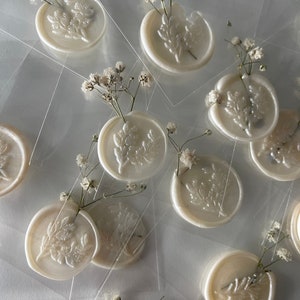 Fiore secco sigillo di cera | Biglietti d'invito per matrimonio con sigillo di ceralacca | Sigillo di cera autoadesivo | Sigillo di ceralacca per matrimonio