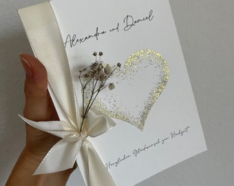 Carte de vœux personnalisée série mariage coeur, cartes de vœux de mariage