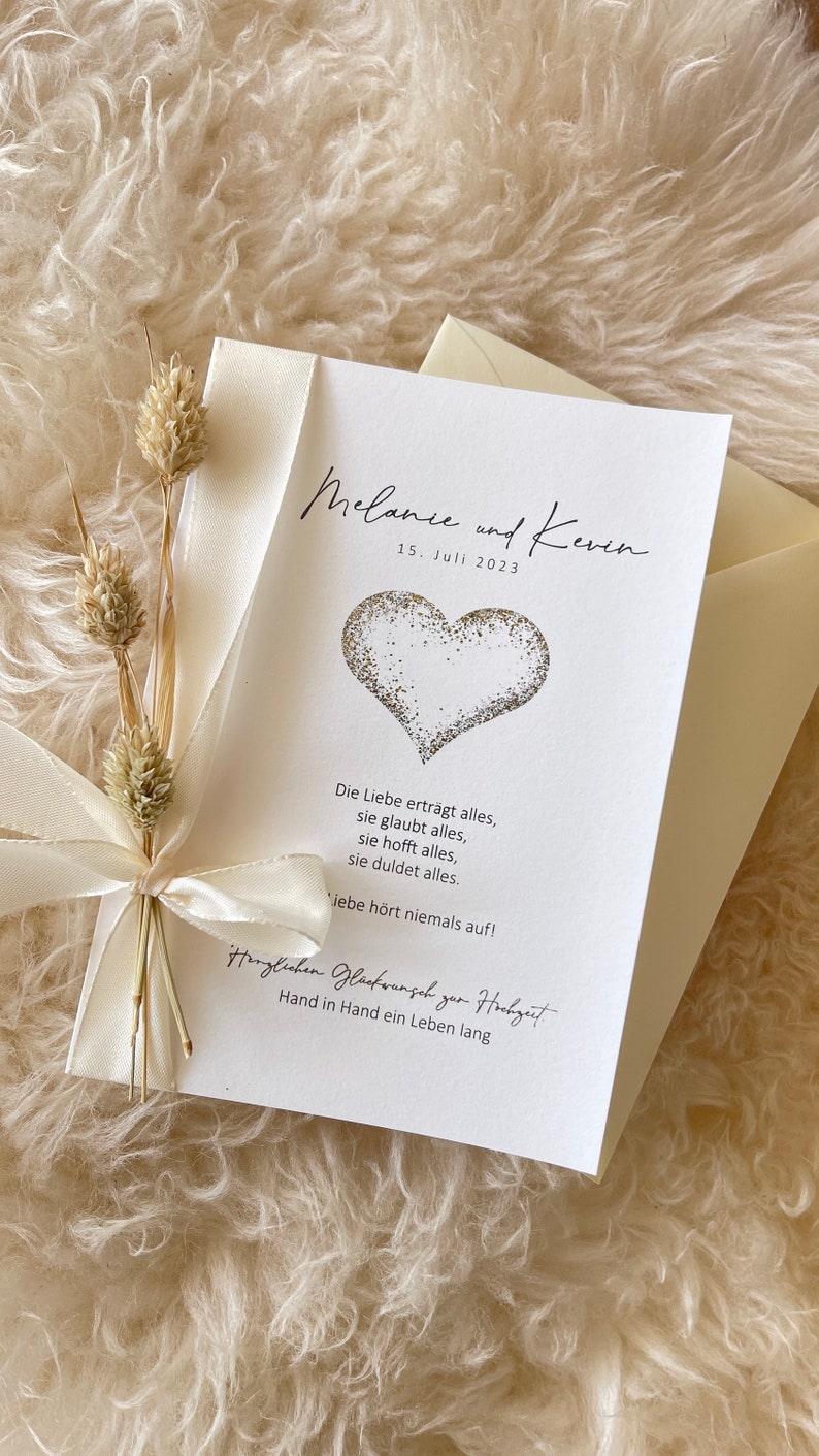 Personalized wedding congratulations card Modern wedding card for wedding guests small heart image 3