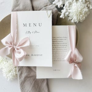 Tarjetas de menú individuales para bodas, cumpleaños, eventos y celebraciones: elegantes, con estilo y personalizables (tarjetas de lugar opcionales)
