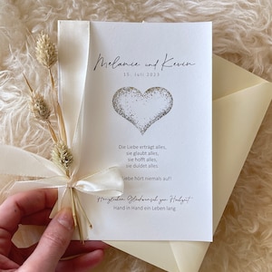 Personalized wedding congratulations card Modern wedding card for wedding guests small heart image 9