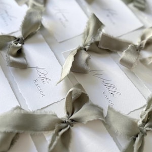 Tarjetas de presentación personalizadas, bordes rasgados, papel hecho a mano, en blanco o personalizado, tarjetas de lugar, tablas de asientos, caligrafía