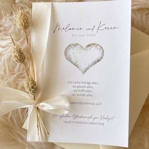 Personalized wedding congratulations card Modern wedding card for wedding guests small heart image 4