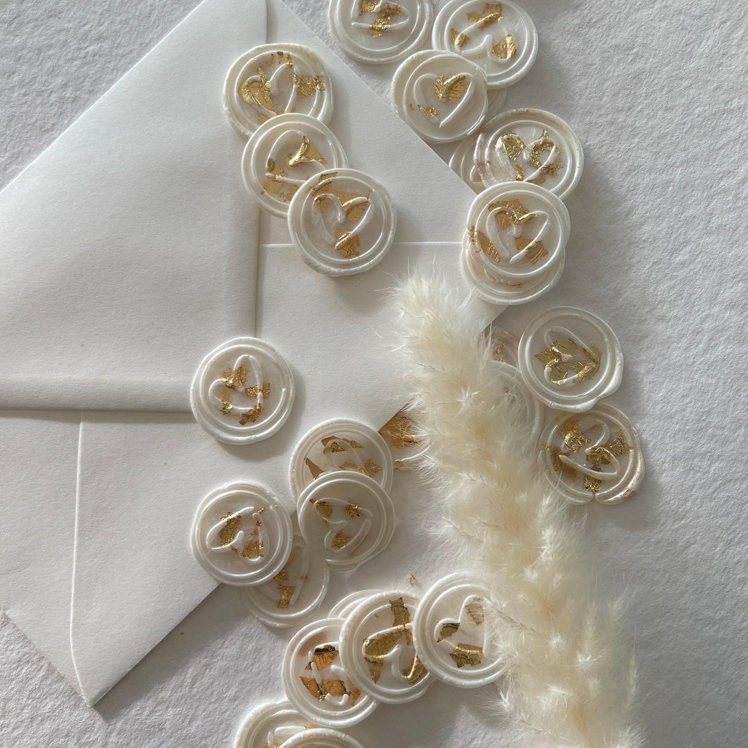 Wax Seal With Gold Leaf Heart Shape Letter Seal Selfadhesive Etsy