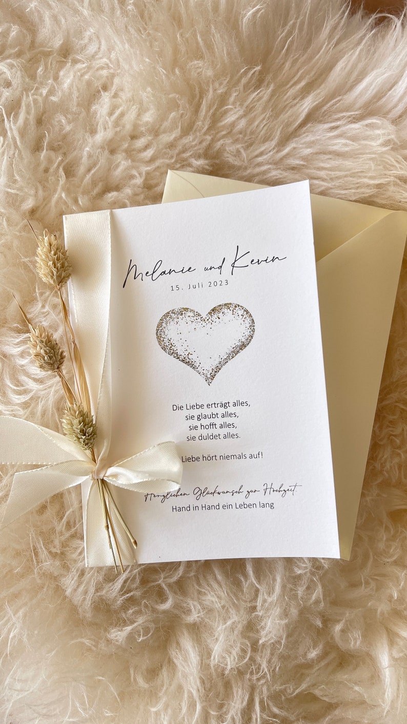 Personalized wedding congratulations card Modern wedding card for wedding guests small heart image 8