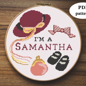 American Girl doll "I'm a Samantha" Cross-Stitch Pattern (Samantha Parkington) - fun easy millennial nostalgia embroidery pattern