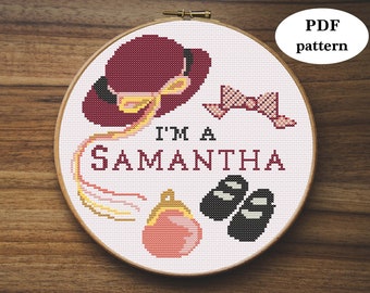 American Girl doll "I'm a Samantha" Cross-Stitch Pattern (Samantha Parkington) - fun easy millennial nostalgia embroidery pattern
