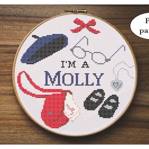 American Girl doll &quot;I&#39;m a Molly&quot; Cross-Stitch Pattern (Molly McIntire) - fun cute millennial nostalgia embroidery needlepoint pattern