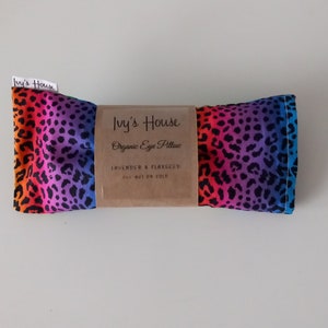 Organic Eye Pillow, Weighted with Lavender & Flaxseed/Cotton Rainbow Leopard Print.