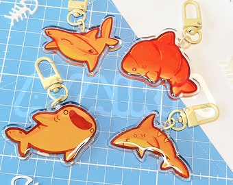 Bread Sharks Acrylic Charms! | Glitter Charm | 2 inch | Shark Keychain, Cute Charm, Cute Gift