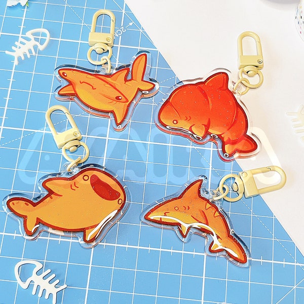 Bread Sharks Acrylic Charms! | Glitter Charm | 2 inch | Shark Keychain, Cute Charm, Cute Gift