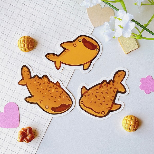 Bread Whale Shark Sticker Pack! | 3 PCS | Waterproof | Shark Stickers, Decal Stickers, Laptop Stickers, Bakery Stickers