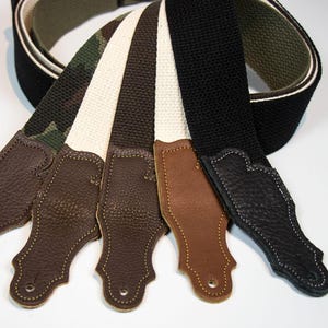 Cotton Guitar Strap - Glove Leather End Tab