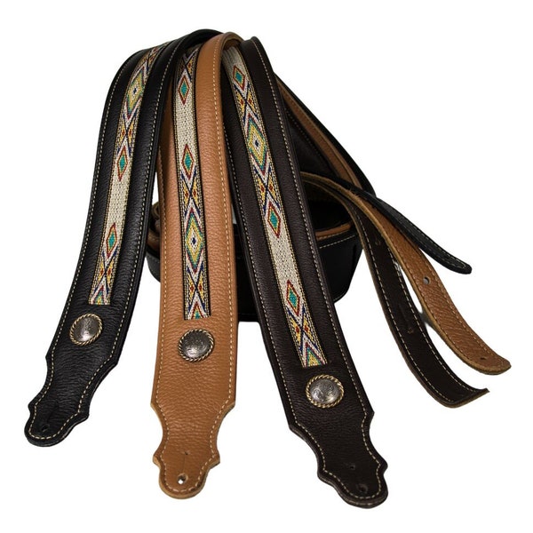 Tooled Leather Guitar Strap Etsy