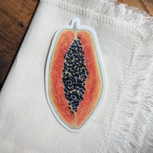 Adhesivo de papaya, apto para lavavajillas, acabado mate, vinilo troquelado, impresión en acuarela