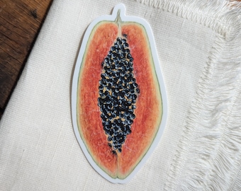 Papaya Sticker | Dishwasher Safe, Matte Finish, Die Cut Vinyl, Watercolor Print