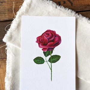 Rose Watercolor Print | 5&quot;x7&quot; Signed Archival Quality Fine Art Print