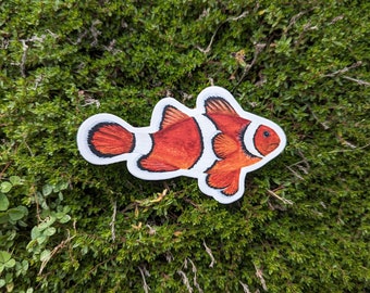 Clownfish Sticker | Dishwasher Safe, Matte Finish, Die Cut Vinyl, Watercolor Print