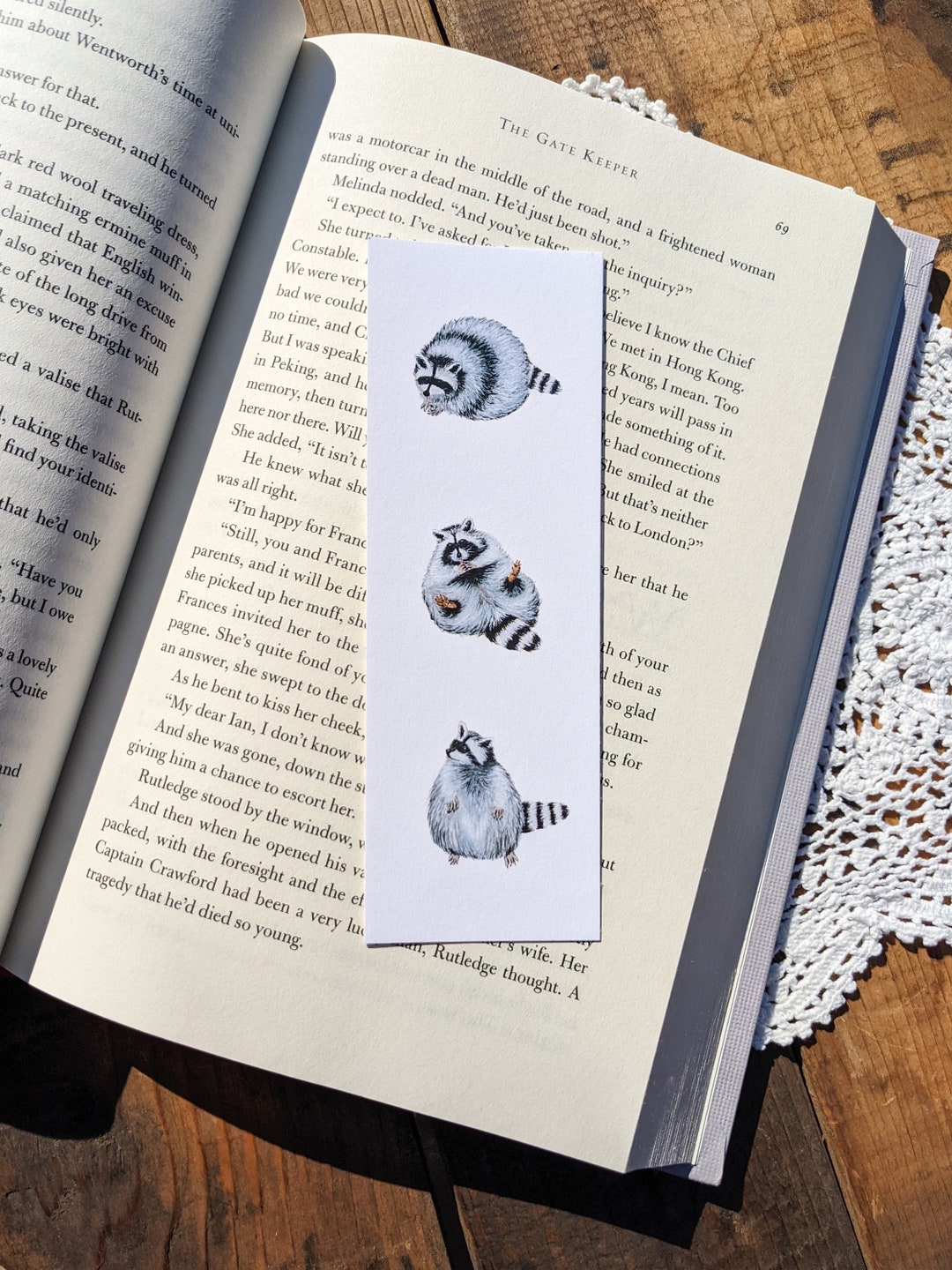 Raccoon Bookmark Archival Quality Fine Art Print, Handmade, Watercolor ...