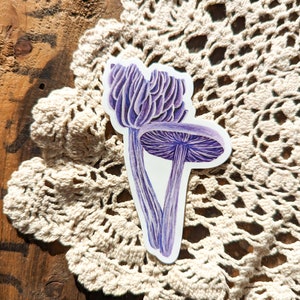 Amethyst Deceiver Mushroom Sticker Dishwasher Safe, Matte Finish, Die Cut Vinyl, Watercolor Print image 1