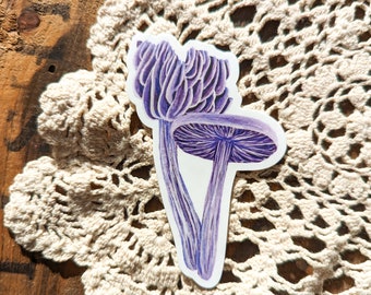 Amethyst Deceiver Mushroom Sticker | Dishwasher Safe, Matte Finish, Die Cut Vinyl, Watercolor Print