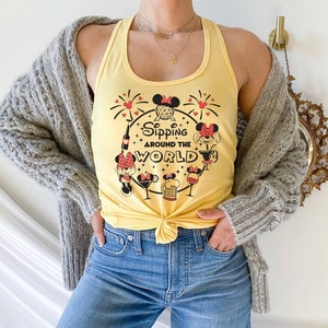 Sipping around the world Food & Wine Festival Drinking shirt drinking around the world Mini bar Main Street crop top Epcot shirt Epcot tank