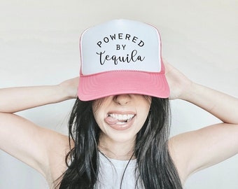 Funny Tequila hat, powered hat, drinking hat, Summer Tequila hat, Cute drinking hat, trucker hat, Travel hat, Vacation hat, day drinking hat