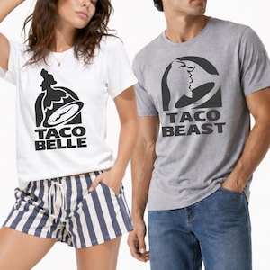 Taco Belle and Taco Beast Matching Shirts, Funny Taco Couple Tees, Food Lover Gift, His and Hers Matching Set, belle and gaston shirts
