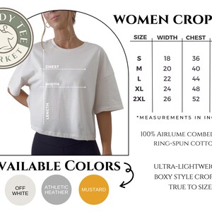 Puede incluir: Una camiseta corta blanca de Trendy Tee Market. La camiseta es ultraligera, de estilo holgado y fiel a la talla. Disponible en blanco roto, gris deportivo y mostaza. Medidas en pulgadas para las tallas S-2XL. Fabricada en 100% algod&oacute;n peinado y hilado en anillo Airlume.