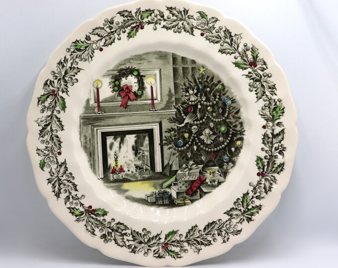 Merry Christmas Johnson Brothers Made in England Vintage Dinner Plate Collectible 10.75 Plate