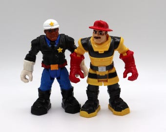 Fisher-Price Rescue Heroes Billy Blazes firefighter and Jake Justice Police Officer Figures (2010)