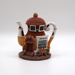 Vintage Hometown Teapot Cottages &quot;Antique Store&quot; Miniature Tea Pot Figure - Collectible Figurine, Cottage Core, Small Cute Figurines