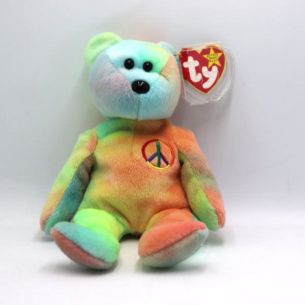 TY Beanie Baby Peace the Tie-Dye Bear - 1996, Rare Collectors Item, Mint Tush and Ear Tag See Photo (8.5 inch)