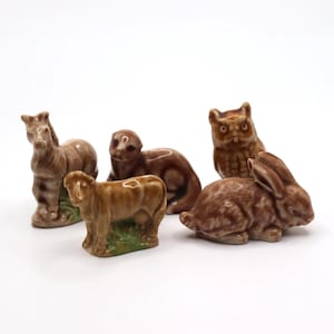 Vintage Wade Whimsies Animal Set of 5 1970s Mini Figurines England
