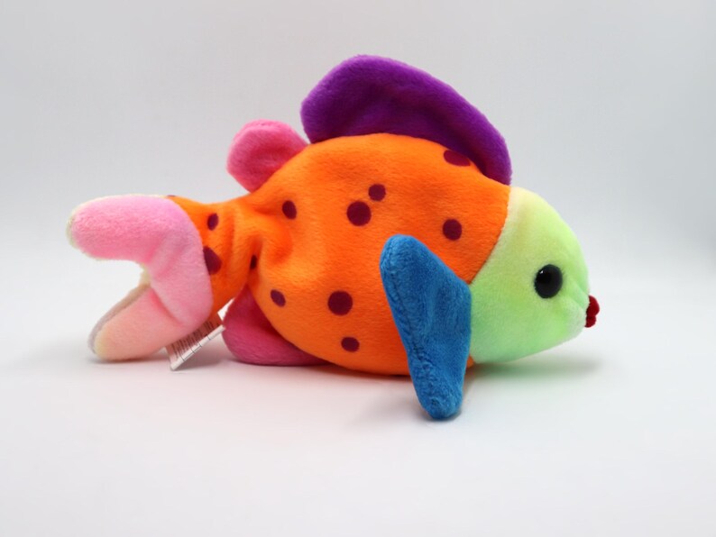 TY Beanie Baby Lips the Rainbow Fish (1999) Vibrant Plush
