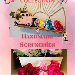 Handmade Cotton Floral Scrunchies: Spring Satin Hair Tie