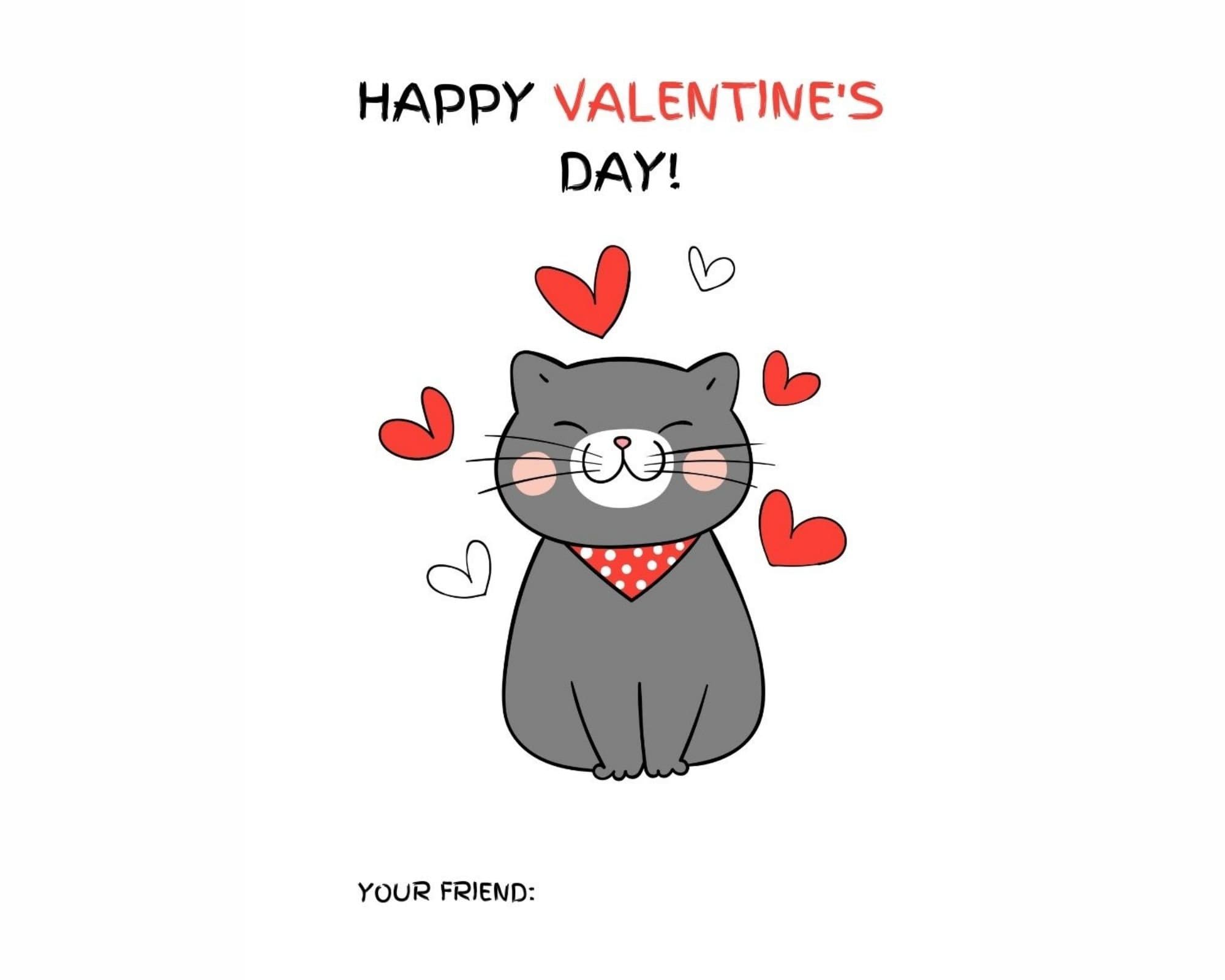 Cat Valentine Cards Printable Cat Valentine Animal | Etsy