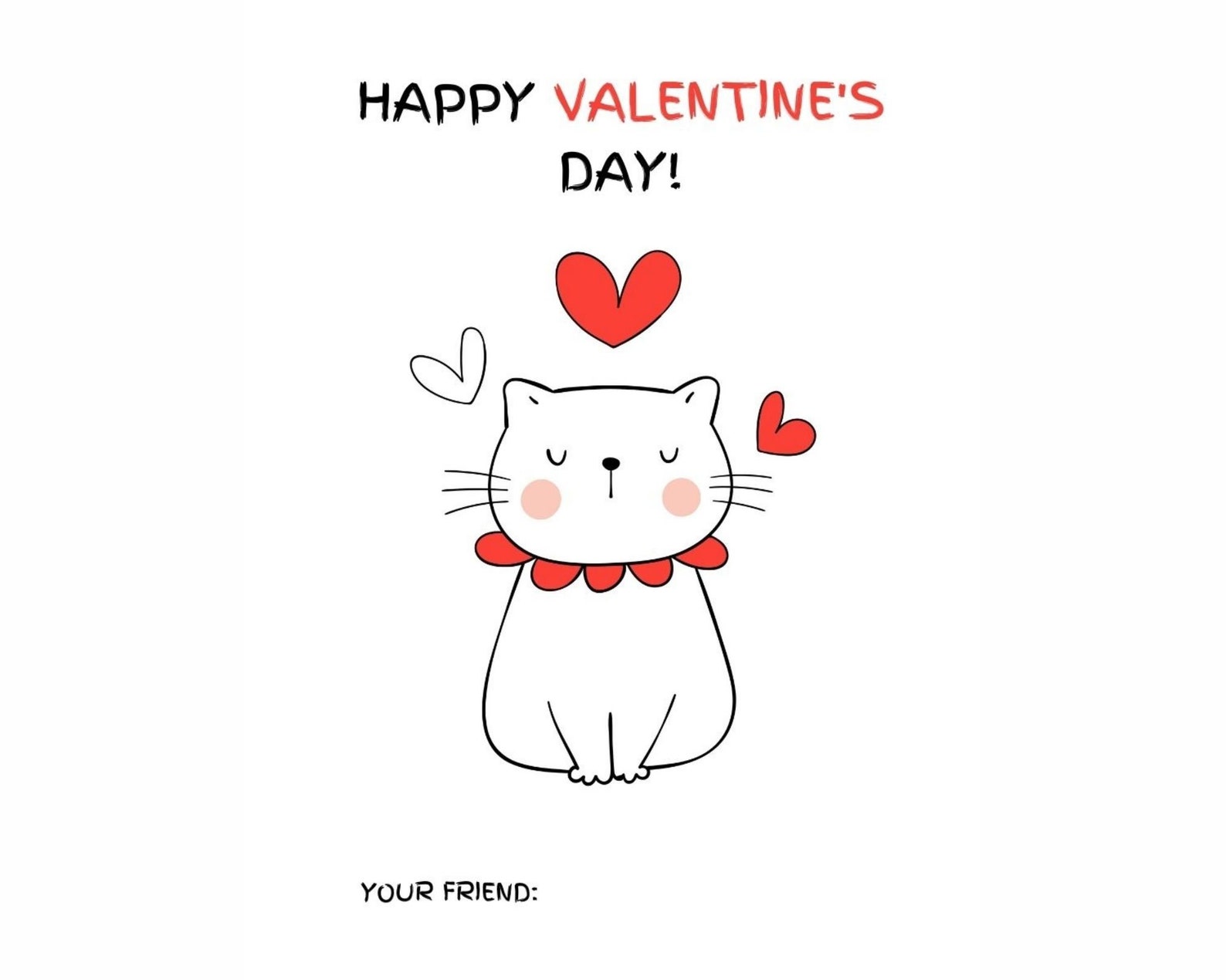 Cat Valentine Cards Printable Cat Valentine Animal - Etsy