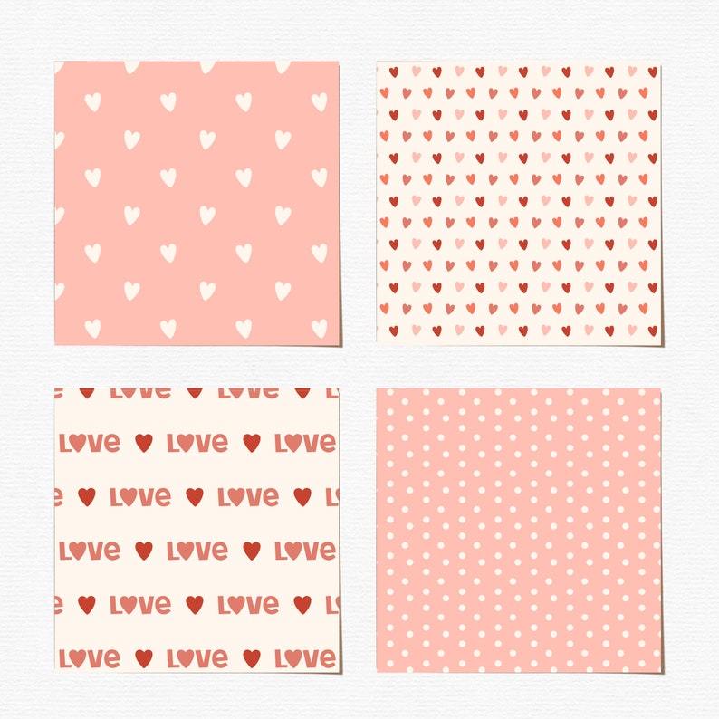 12 Valentine's Day Seamless Digital Papers Scrapbook Paper Heart Backgrounds Digital Paper Seamless Pattern image 3