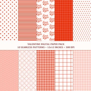 Valentine Digital Papers | Seamless Pattern | Digital Paper Bundle | Digital Scrapbook Paper | Digital Paper Pack | Digital Download