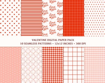 Valentine Digital Papers | Seamless Pattern | Digital Paper Bundle | Digital Scrapbook Paper | Digital Paper Pack | Digital Download