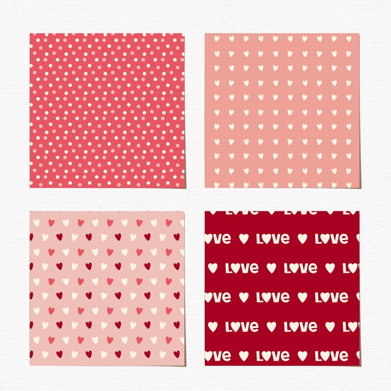 12 Valentine's Day Seamless Digital Papers Scrapbook Paper Heart Backgrounds Digital Paper Seamless Pattern image 4